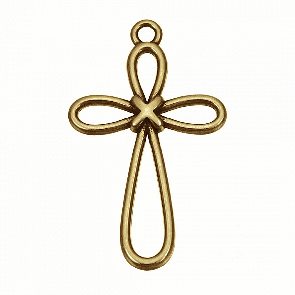 Antique Brass Cross Charm Pendant 22x35mm (PK1)