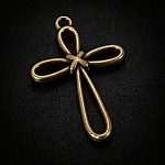 Antique Brass Cross Charm Pendant 22x35mm (PK1)