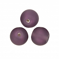Transparent Purple Frosted Round Glass Beads 12mm PK3