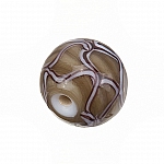 Wavy Patterned Brown Round Glass Beads 15mm (PK1)