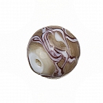 Wavy Patterned Brown Round Glass Beads 15mm (PK1)