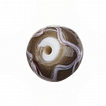 Wavy Patterned Brown Round Glass Beads 15mm (PK1)