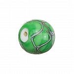 Wavy Patterned Green Round Glass Beads 15mm (PK1)