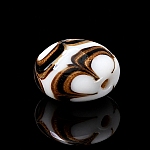 Flat Black, White and Gold Round Glass Bead 18mm (PK1)