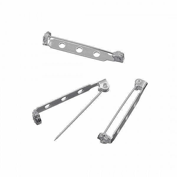 Silver Plated 32mm Bar Brooch With 3 Holes (Pack of 3)