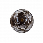 Dark Grey Flower Handmade Round Glass Bead 16mm (PK1)
