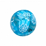 Light Blue Flower Handmade Round Glass Bead 16mm (PK1)