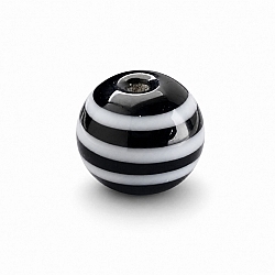 Spiral Pattern Black Round Glass Bead 12mm PK5