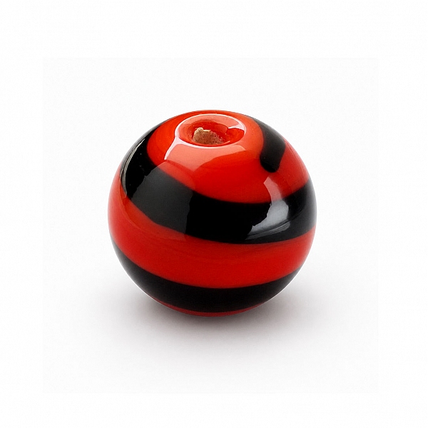 Spiral Pattern Red Round Glass Bead 12mm PK1