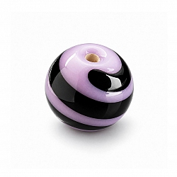 Spiral Pattern Lilac Round Glass Bead 12mm PK5