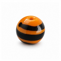Spiral Pattern Orange Round Glass Bead 12mm PK1