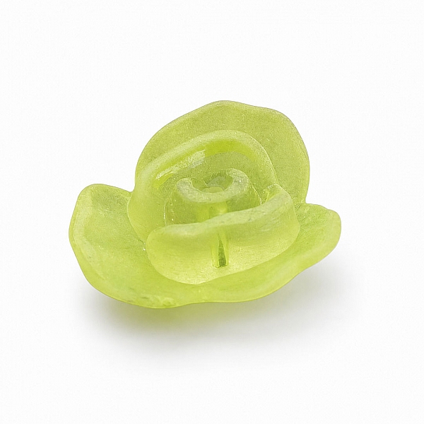 Acrylic Rose Flower Charm Pendants 28mm Green PK1