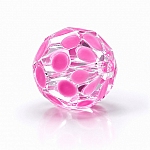 Clear Round Faceted Pink Spotted 10mm Glass Bead PK1
