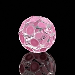Clear Round Faceted Pink Spotted 10mm Glass Bead PK1
