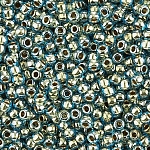 Toho Round Size 11/0 Gold-Lined Aqua Seed Beads - 8.2g