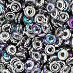 Czech O Bead® 3.8x1mm Crystal Silver Rainbow Beads 8.1g