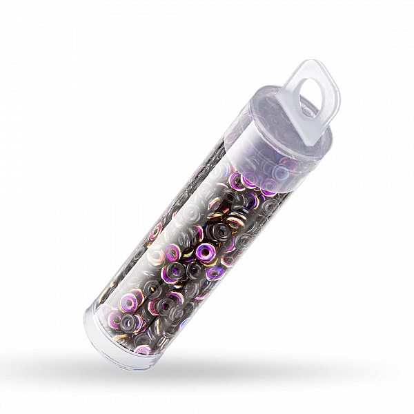 3.8mm O Bead® Czech Glass Ring Beads Jet Sliperit 8.1g