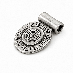 25mm Aztec Swirl Antique Silver Oval Metal Pendant PK1