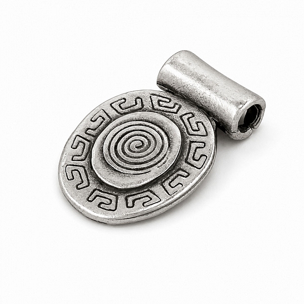 25mm Aztec Swirl Antique Silver Oval Metal Pendant PK1
