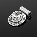 25mm Aztec Swirl Antique Silver Oval Metal Pendant PK1