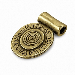 Aztec Swirl Antique Brass Oval Metal Pendant 25mm (PK1)