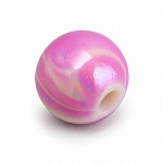 8mm Pink & Cream Iridescent Marbled Acrylic Round Bead (PK1)