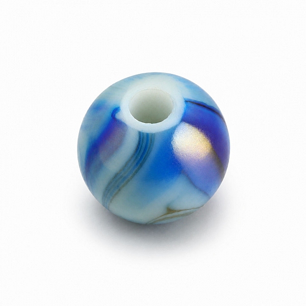 8mm Blue & White Iridescent Marbled Acrylic Round Bead (PK1) 8mm Blue & White Iridescent Marbled Acrylic Round Bead (PK1)