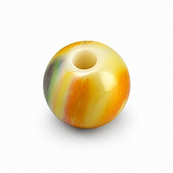 8mm Yellow & Orange Iridescent Marbled Acrylic Round Bead (PK1)