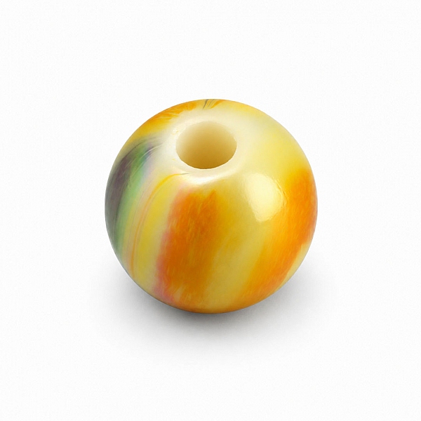 8mm Yellow & Orange Iridescent Marbled Acrylic Round Bead (PK1)