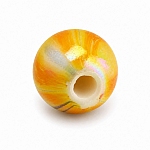 8mm Yellow & Orange Iridescent Marbled Acrylic Round Bead (PK1)