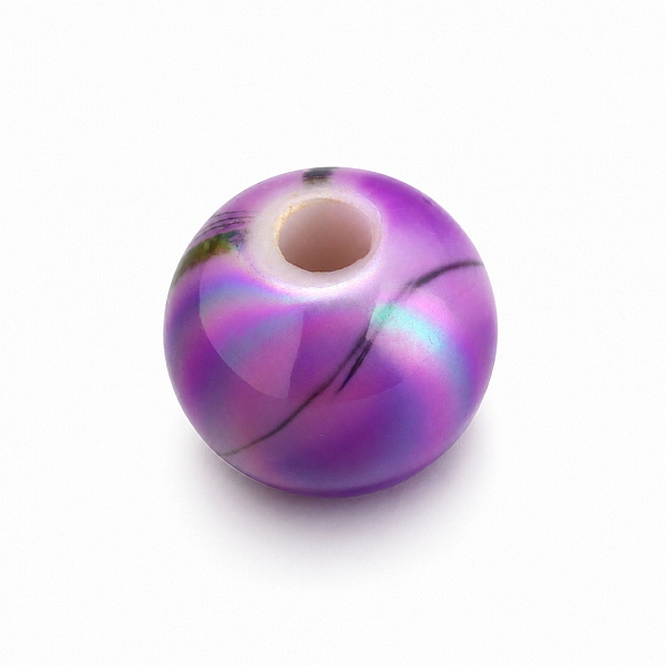 8mm Purple & Pink Iridescent Marbled Acrylic Round Bead (PK1)