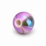 8mm Purple & Pink Iridescent Marbled Acrylic Round Bead (PK1)