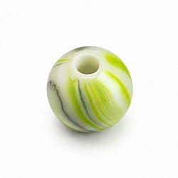 8mm Lime Green & White Iridescent Marbled Acrylic Round Bead (PK1)
