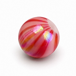 8mm Pink & Red Iridescent Striped Acrylic Round Bead (PK1)