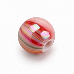 8mm Pink & Red Iridescent Striped Acrylic Round Bead (PK1) 8mm Pink & Red Iridescent Striped Acrylic Round Bead (PK1)