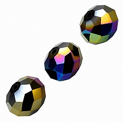 Black AB Faceted Glass Rondelle Beads 10x8mm - Pack of 3