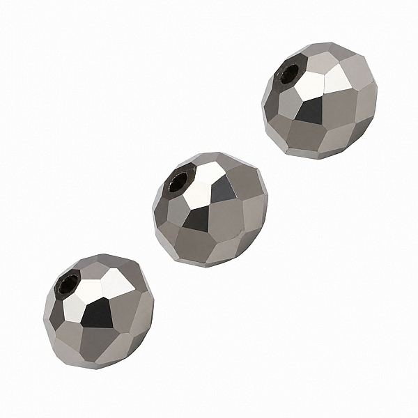 Gunmetal Grey Faceted Glass Round Beads 8mm - Pack of 3 Gunmetal Grey Faceted Glass Round Beads 8mm - Pack of 3