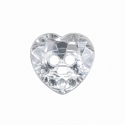 Clear Faceted Acrylic Heart Button 12mm (PK1)