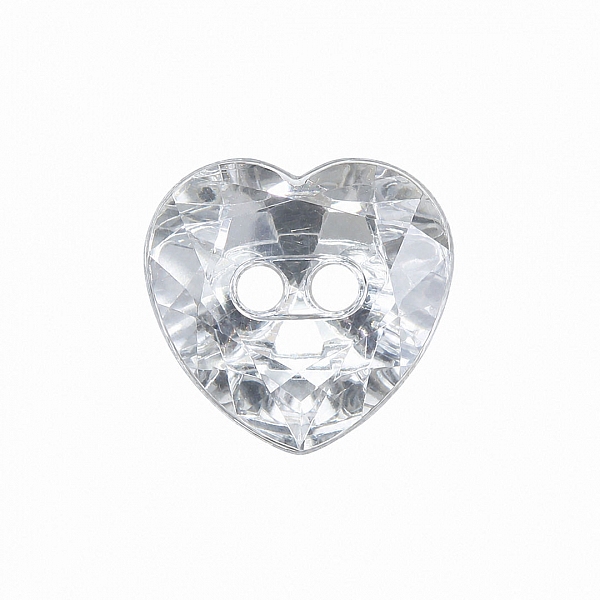 Clear Faceted Acrylic Heart Button 12mm (PK1)