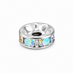 7mm Silver Metal Rondelle Spacer Bead with Iridescent Glass Crystals (PK1)