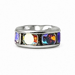 7mm Silver Metal Rondelle Spacer Bead with Iridescent Glass Crystals (PK1)