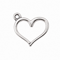 Silver Tone Open Heart Metal Charm Pendant 15x13mm (PK1)