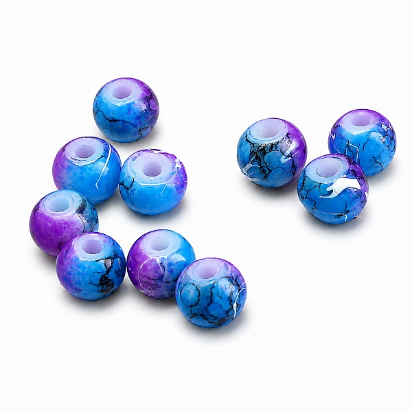 Blue Purple Marbled Glass Beads 4mm - Pack of 10