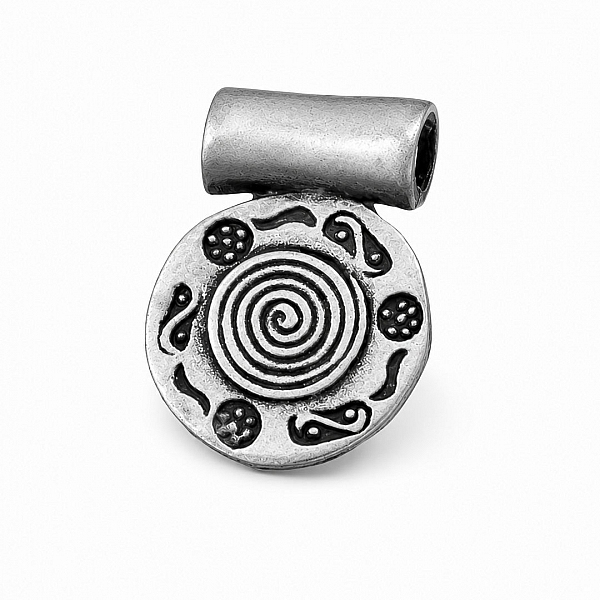 Antique Silver 20mmx15mm Oval Swirl Metal Pendant (PK1)