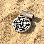 Antique Silver 20mmx15mm Oval Swirl Metal Pendant (PK1)