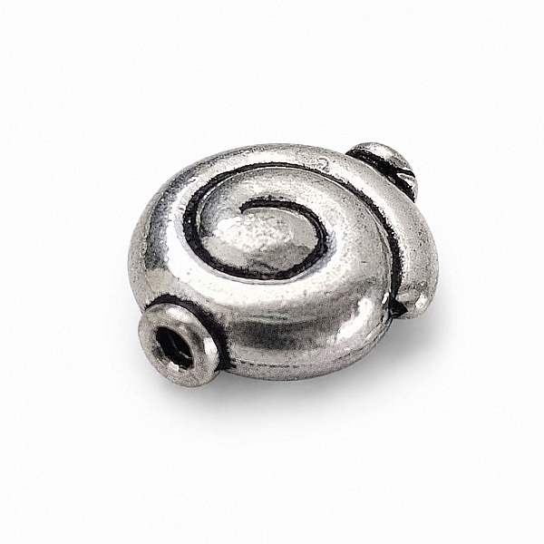 Antique Silver Snail Shell Swirl Round Bead 15mm PK1