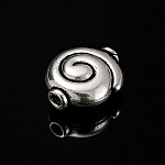 Antique Silver Snail Shell Swirl Round Bead 15mm PK1