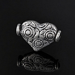 Antique Silver Metal Heart Bead Jewellery Charm 13mm PK1