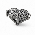 Antique Silver Metal Heart Bead Jewellery Charm 13mm PK1