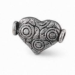 Antique Silver Metal Heart Bead Jewellery Charm 13mm PK1